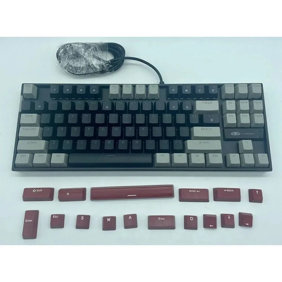 MageGee 75% Mechanical Gaming Keyboard Black Gray LED Backlit Key USB + Red Keys - Picture 1 of 12